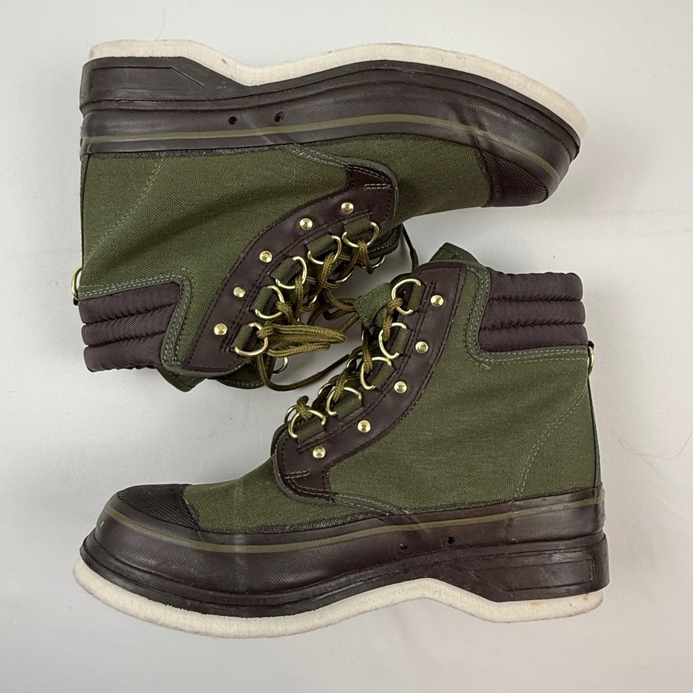 Orvis 2676 Mens Felt Sole Wading Boots Olive Green Canvas Fly Fishing Size 8 - Picture 10 of 12